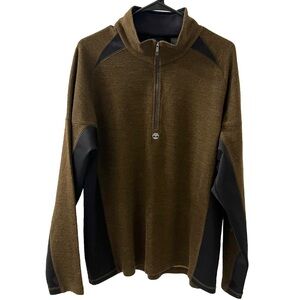 Timberland Men’s 1/4 Zip Brown Merino Wool Blend Sweatshirt Large